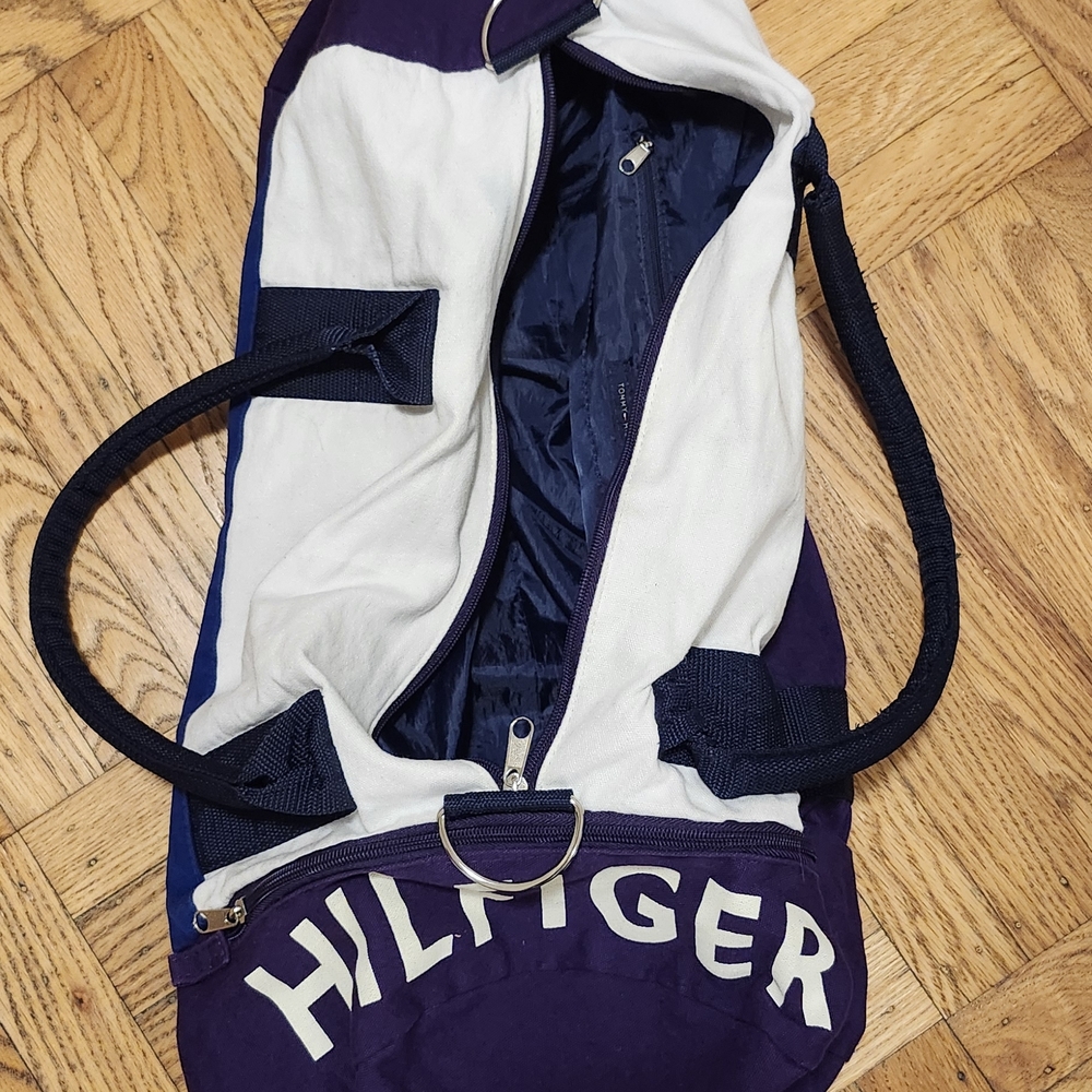 Tommy Hilfiger Purple and White Duffel Bag